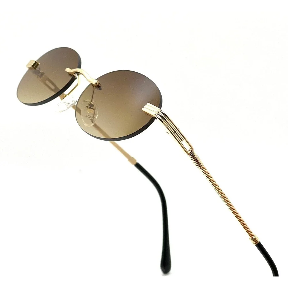 Sunglasses Classic Silhouette Men Shades Sleek Minimalist Design‎ Gold Hip Hop